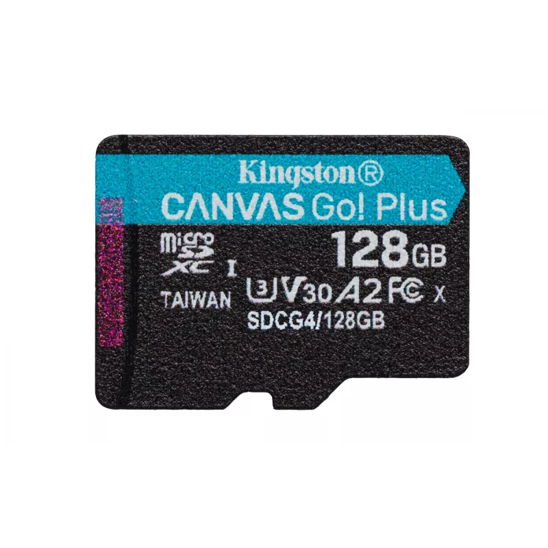 Kingston Technology 128 GB microSDXC Canvas Go Plus Gen4 200 MB/s A2 U3 V30 – karta + adapter