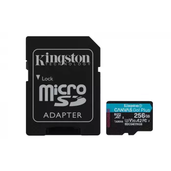 Kingston Technology 256GB microSDXC Canvas Go Plus Gen4 200MB/s A2 U3 V30 Karta + Adapter