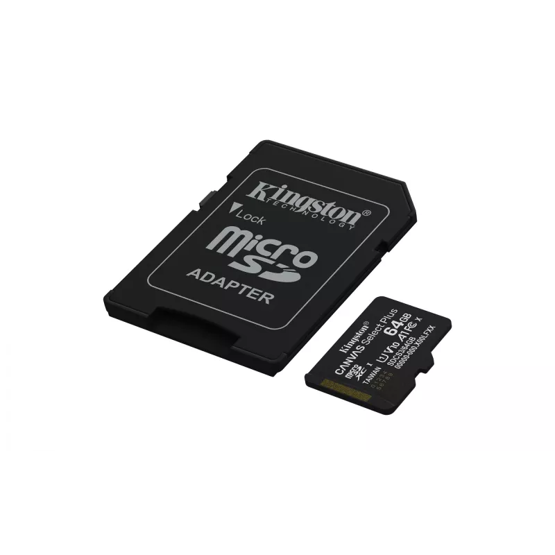 Kingston Technology 64GB microSDXC Canvas Select Plus Gen3 100MB/s A1 Karta + Adapter