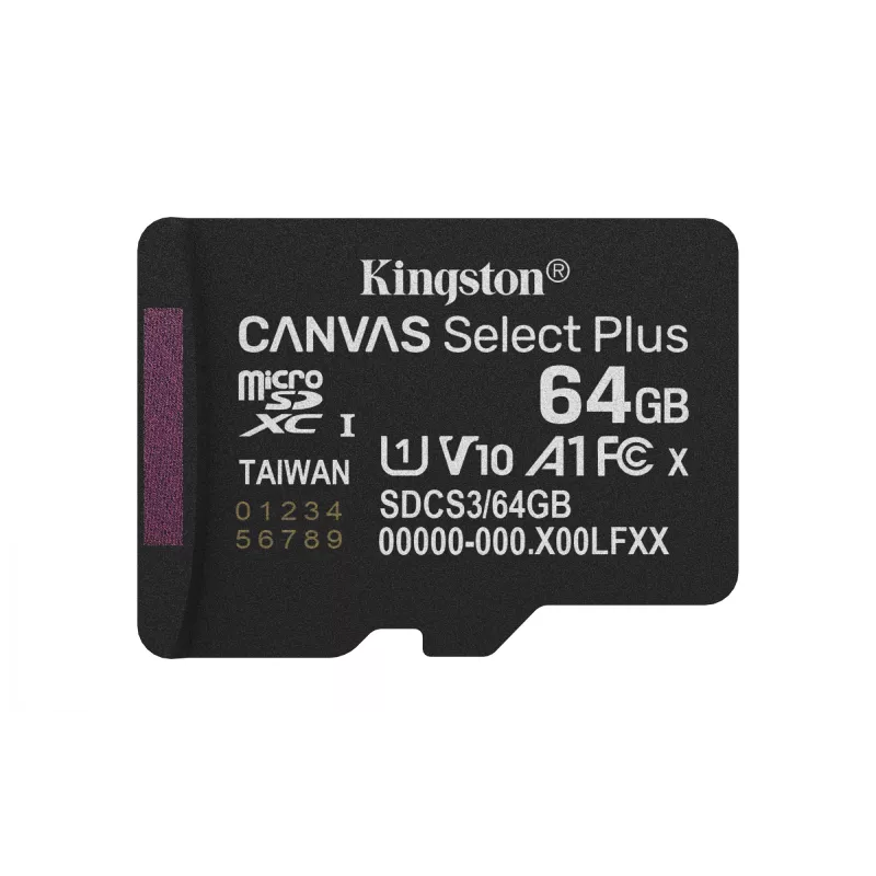 Kingston Technology 64GB microSDXC Canvas Select Plus Gen3 100MB/s A1 Karta + Adapter
