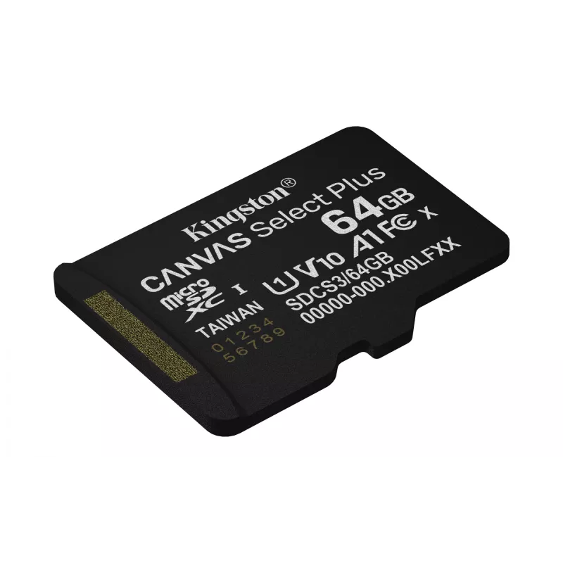 Kingston Technology 64GB microSDXC Canvas Select Plus Gen3 100MB/s A1 Karta + Adapter