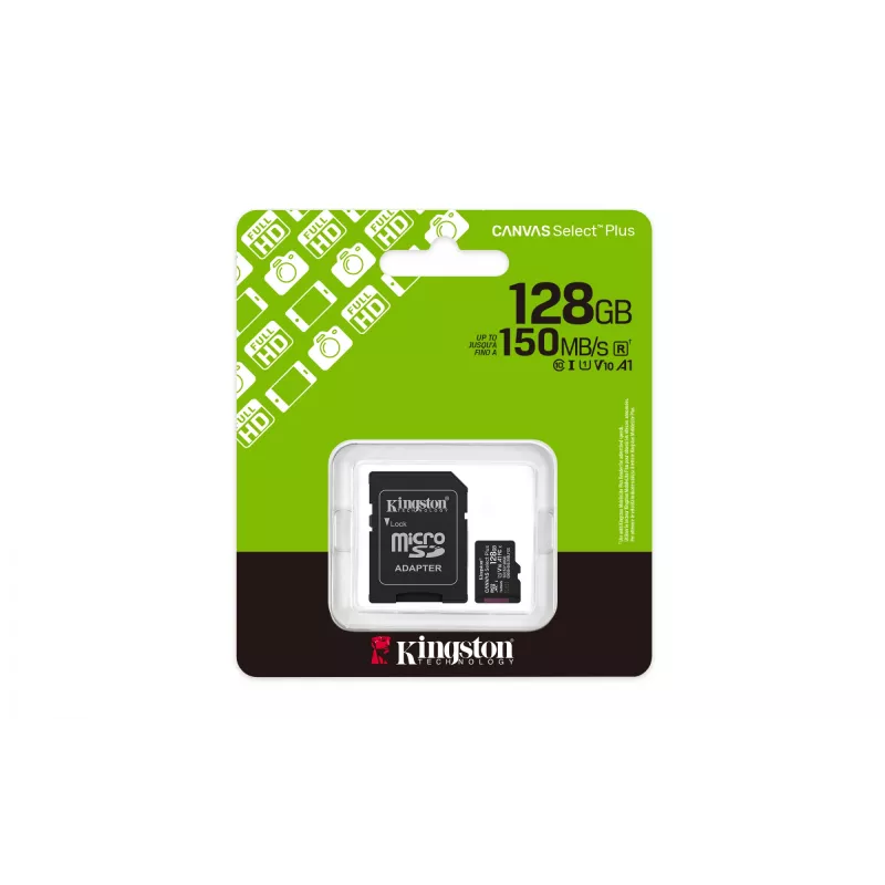 Kingston Technology 128GB microSDXC Canvas Select Plus Gen3 150MB/s Karta A1 + Adapter