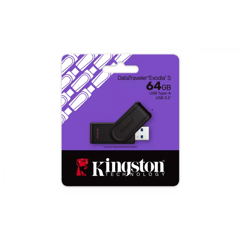Kingston Technology DataTraveler 64GB przenośny pamięć USB 3.2 Gen 1 Exodia S (czarny/czarny)