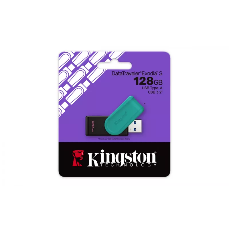 Kingston Technology DataTraveler 128GB Portable USB 3.2 Gen 1 Exodia S (Czarny/Turkusowy)