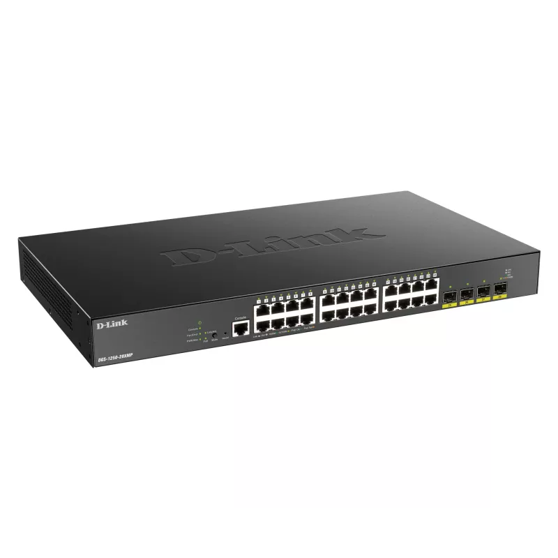 D-Link 24-portowy Gigabitowy zarządzalny przełącznik PoE z 4x 10G SFP+, 370 W