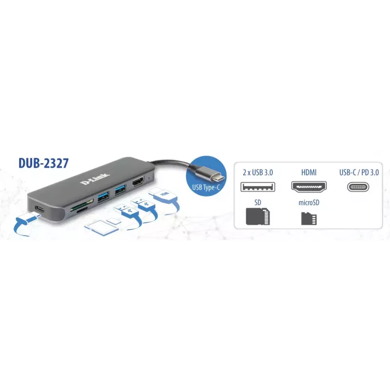 D-Link 6-w-1 Hub USB-C z HDMI/Czytnikiem kart/Power Delivery