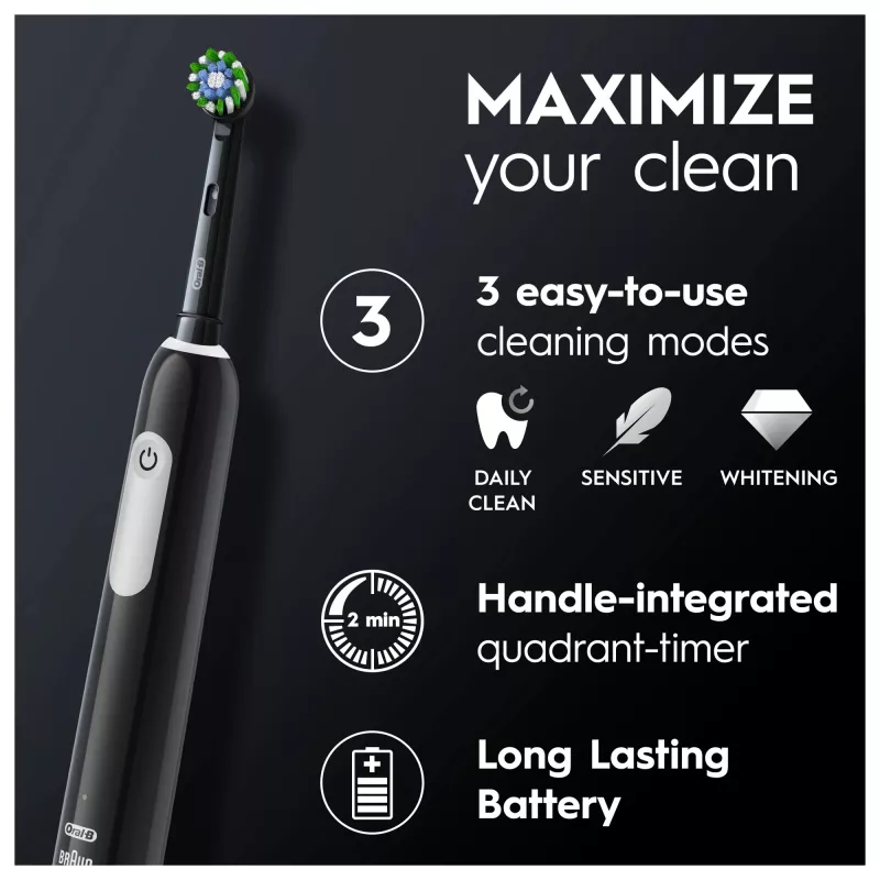 Szczoteczka elektryczna rotacyjno-oscylacyjna Oral-B Pro 1 Cross Action dla dorosłych, czarna