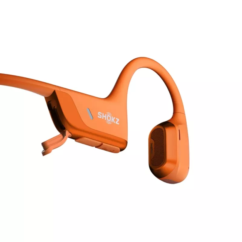 Słuchawki na przewodnictwo kostne Shokz OpenRun Pro 2 — binauralne, bezprzewodowe Bluetooth 5.3, IP55, 12 godz. odtwarzania, 150 mAh, pomarańczowe, zaczepiane na ucho