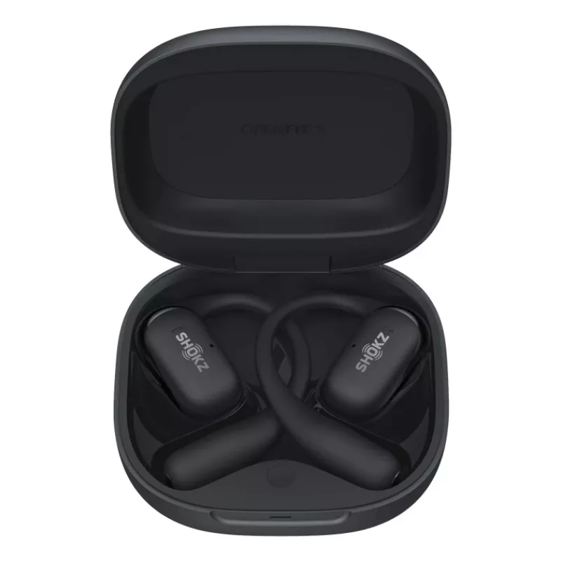 Słuchawki JLAB AUDIO SHOKZ OpenFit 2 — przewodnictwo kostne, bezprzewodowe, otwarte z zaczepem na ucho, czarne