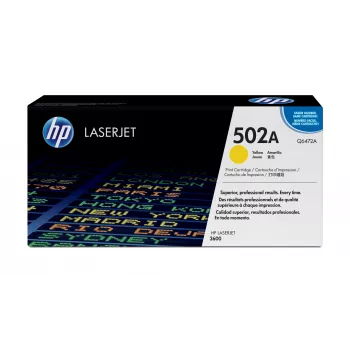 HP 502A Żółty Oryginalny wkład z tonerem LaserJet, 4000 stron, Żółty, 1 szt.