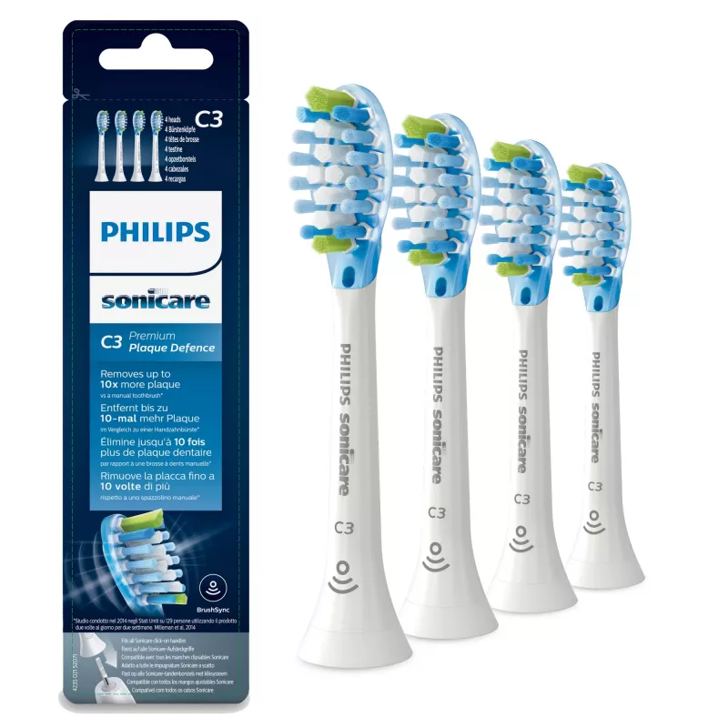 Philips Sonicare C3 Premium Plaque Defence HX9044/17 4x Białe końcówki szczoteczki sonicznej