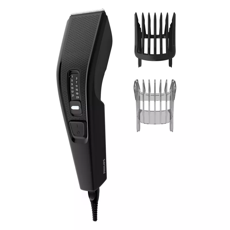 Maszynka do włosów Philips serii 3000 HC3510/15 czarna — ostrza ze stali nierdzewnej, od 0,5 mm do 23 mm, 13 stopni długości