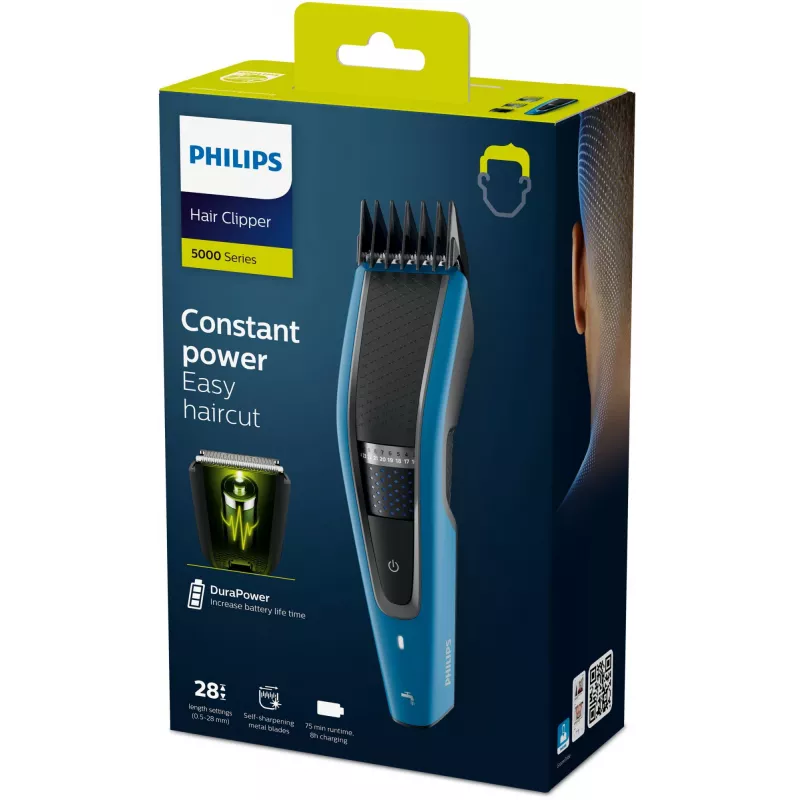 Maszynka do włosów Philips HC5612/15 — bezprzewodowa, ostrze ze stali nierdzewnej, 28 stopni długości (0,5 mm–28 mm), 75 min pracy