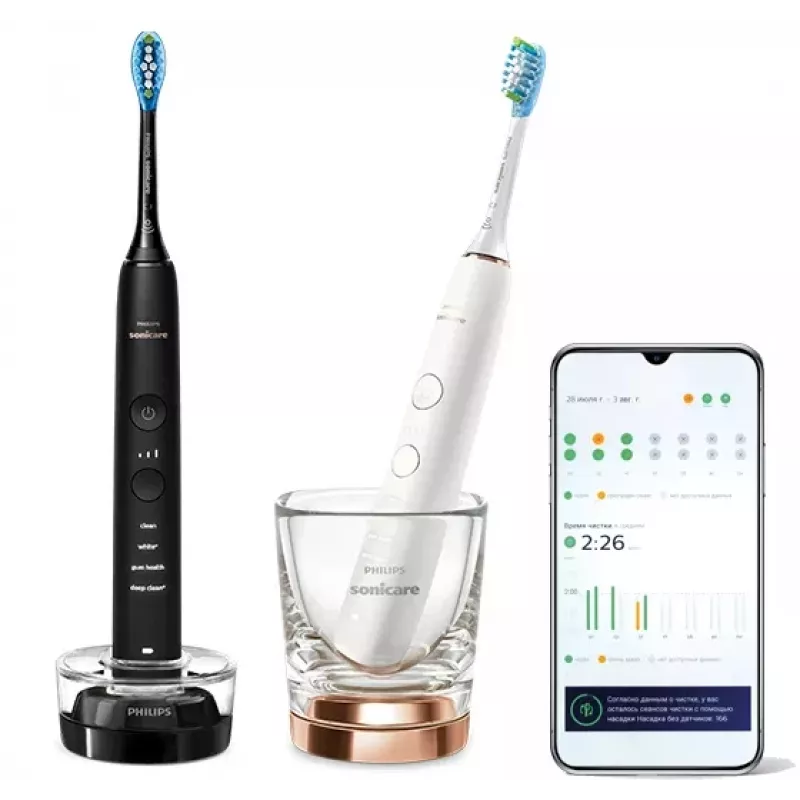 Szczoteczka do zębów Philips HX9914/57 DiamondClean 9000 2-Pack Czarny/Biały