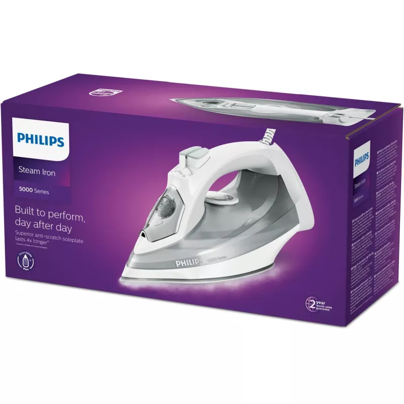 Philips 5000 series DST5010/10 Żelazko parowe SteamGlide Plus 2400 W Szary, Biały