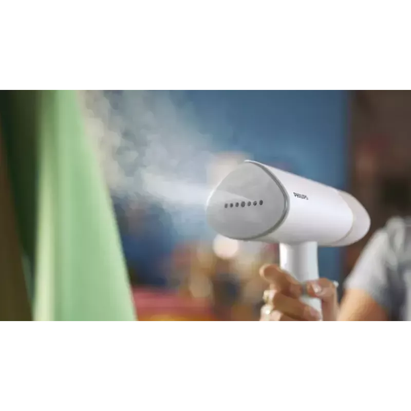 Ręczny parownik Philips serii 3000 STH3020/10 – 1000 W, ciągła para 20 g/min, odłączany zbiornik 0,12 L, przewód 2 m, konstrukcja podróżna, biały