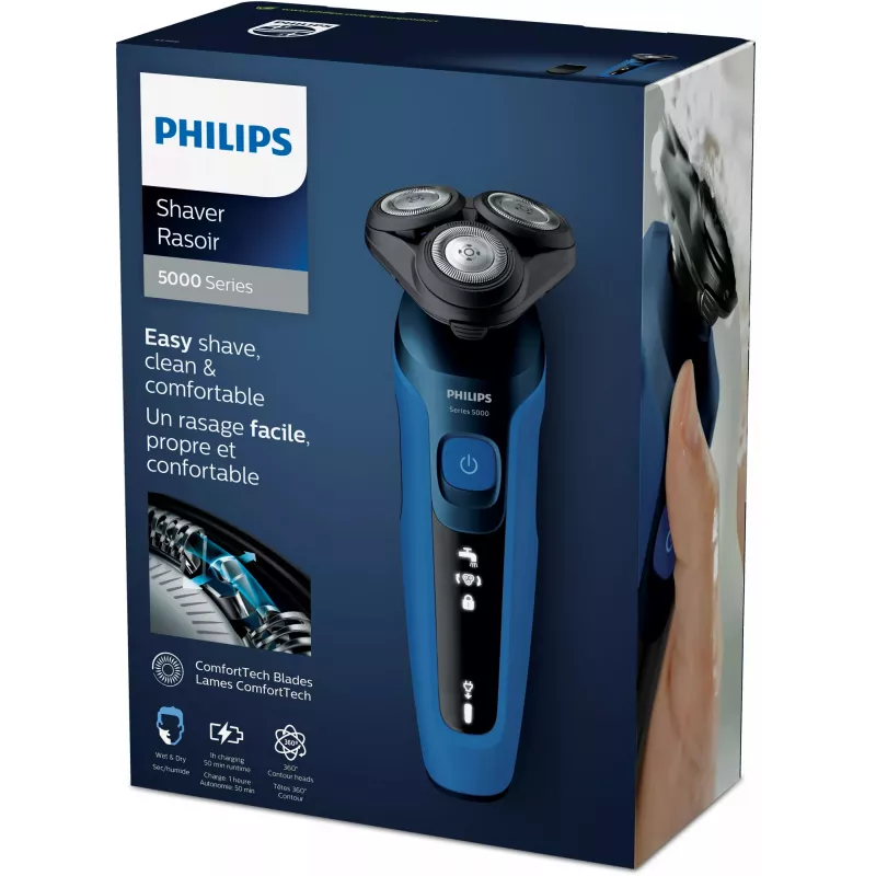 Golarka elektryczna Philips Series 5000 S5466/17 — obrotowa 3-głowicowa, bateria Li-Ion, 50 min pracy, zmywalna, mokra i sucha