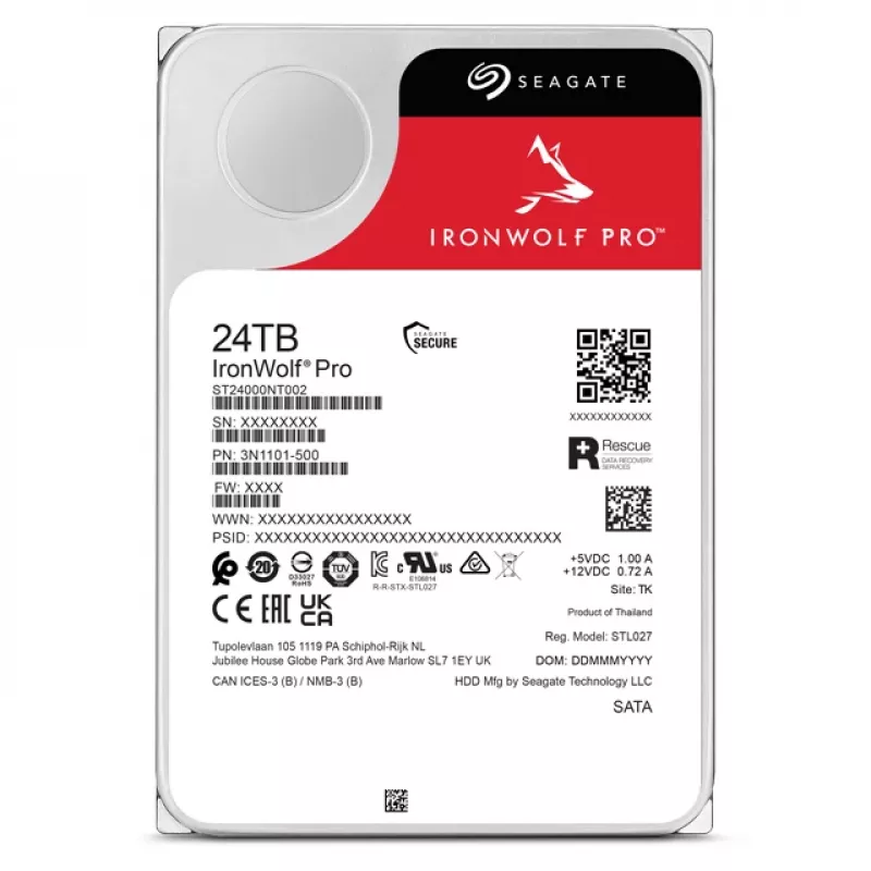 Seagate IronWolf Pro ST24000NT002 wewnętrzny dysk twardy 24 TB 7200 RPM 512 MB 3,5 cala Serial ATA III