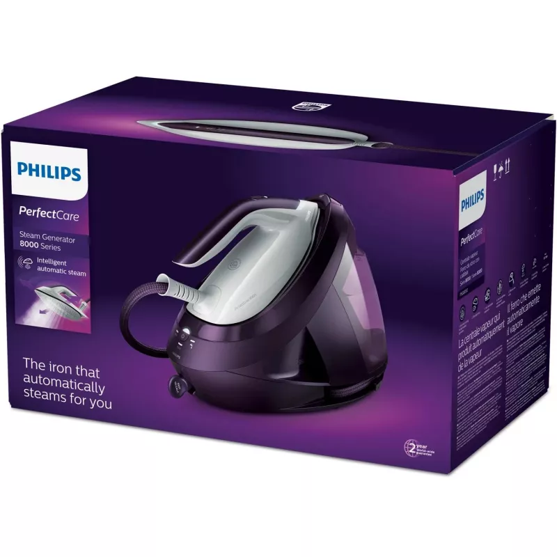 Żelazko z generatorem pary Philips PerfectCare 8000 series PSG8050/30 — 2700 W, zbiornik 1,8 l, 8 bar, 170 g/min ciągłej pary