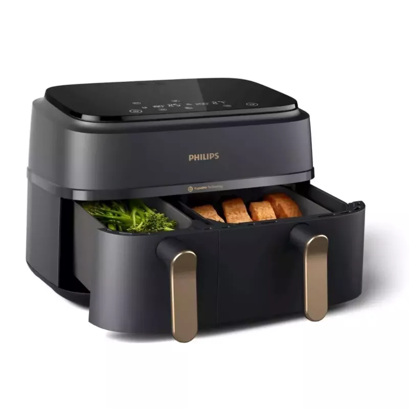 Frytkownica beztłuszczowa Philips 3000 Series Dual Basket Airfryer NA352/00 — 9 L, 2750 W, podwójny kosz, 8 programów, 40–200°C