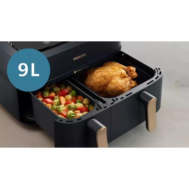 Frytkownica beztłuszczowa Philips 3000 Series Dual Basket Airfryer NA352/00 — 9 L, 2750 W, podwójny kosz, 8 programów, 40–200°C