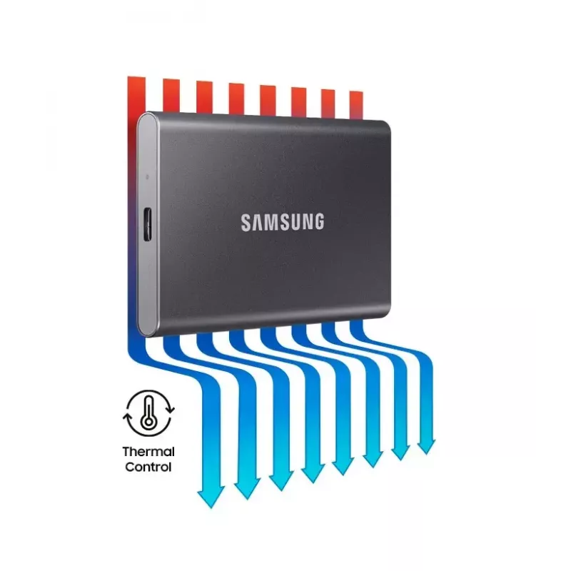 Zewnętrzny dysk SSD Samsung T7 Portable 1 TB, USB-C 3.2 Gen 2, NVMe, szyfrowanie sprzętowe AES-256, niebieski