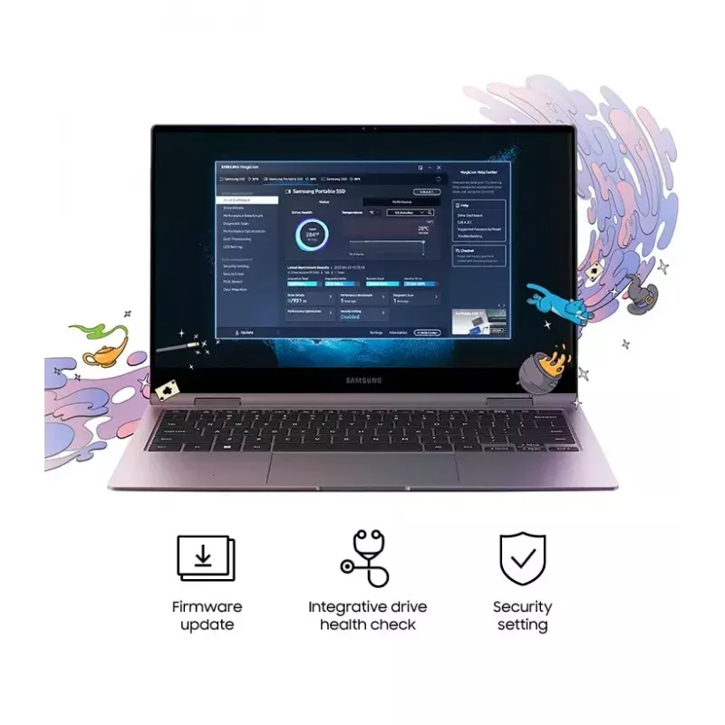 Zewnętrzny dysk SSD Samsung T7 Portable 1 TB, USB-C 3.2 Gen 2, NVMe, szyfrowanie sprzętowe AES-256, niebieski