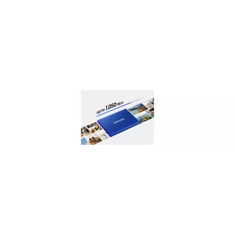 Zewnętrzny dysk SSD Samsung T7 Portable 1 TB, USB-C 3.2 Gen 2, NVMe, szyfrowanie sprzętowe AES-256, niebieski