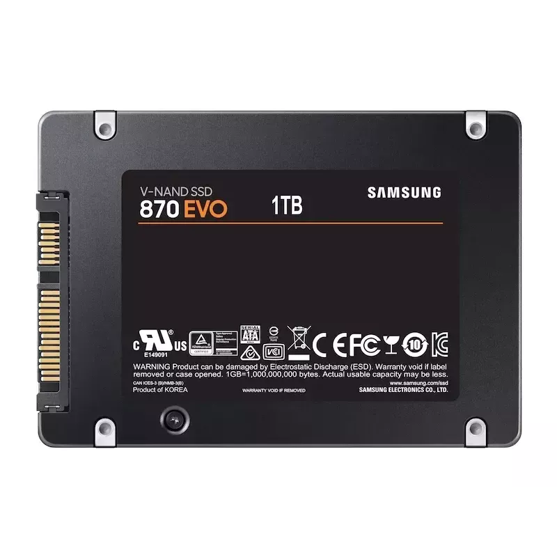 Dysk SSD 2,5 cala Samsung 870 EVO 1000 GB — SATA III, odczyt 560 MB/s, zapis 530 MB/s, czarny