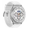 Smartwatch Samsung Galaxy Watch 8 Classic 46 mm — 1.3 cala AMOLED, 438×438, 64 GB, Wi‑Fi, GPS, srebrna koperta, biały pasek