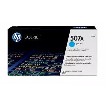 HP 507A Cyjan oryginalna kaseta z tonerem LaserJet, 6000 stron, Cyjan, 1 szt.
