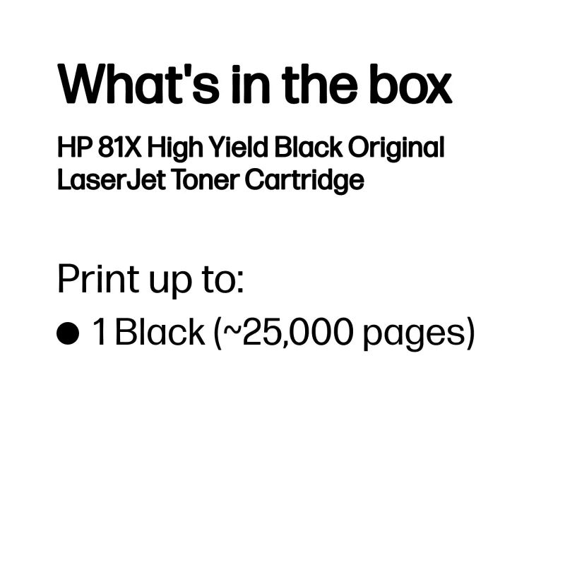 HP 81X High Yield Black Original LaserJet Toner Cartridge, 25000 stron, Czarny, 1 szt.