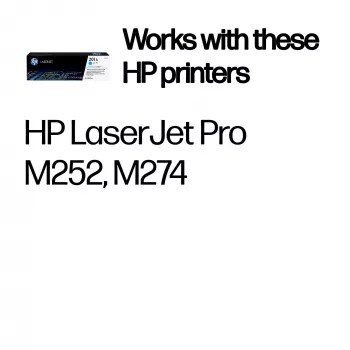 HP 201A Cyan Original LaserJet Toner Cartridge. Wydajność tonera kolorowego: 1330 stron, Kolory druku: Cyan, Ilość w opakowaniu: 1 szt.