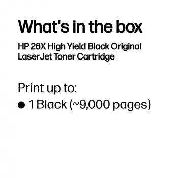 HP 26X High Yield Black Original LaserJet Toner Cartridge, 9000 stron, Czarny, 1 szt.