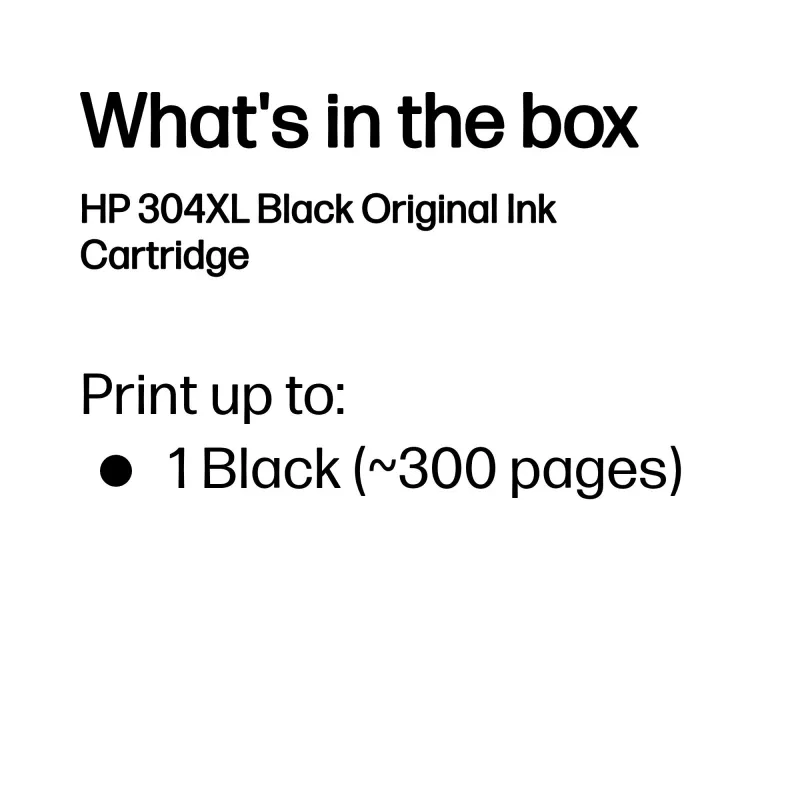 HP 304XL Czarny oryginalny wkład atramentowy, Czarny, 1 szt., 300 stron