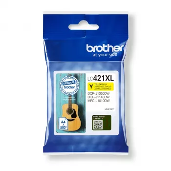 Kaseta z tuszem Brother LC-421XLY 1 szt. Oryginalna Wysoka (XL) Wydajność Żółty
