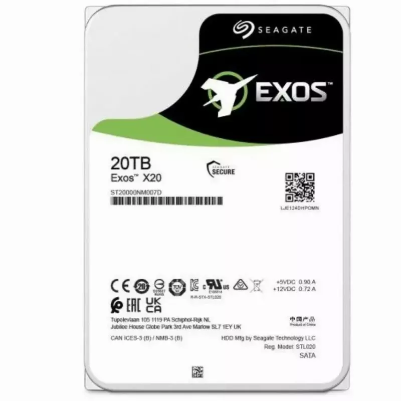 Wewnętrzny dysk twardy Seagate Enterprise Exos X20 20 TB 7200 RPM 3,5 cala Serial ATA III