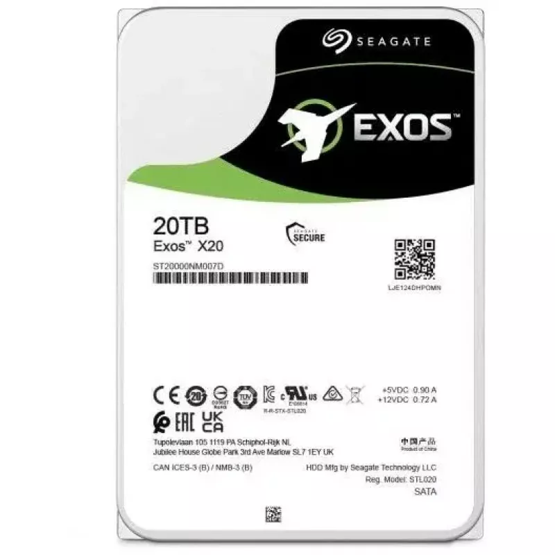 Wewnętrzny dysk twardy Seagate Enterprise Exos X20 20 TB 7200 RPM 3,5 cala Serial ATA III