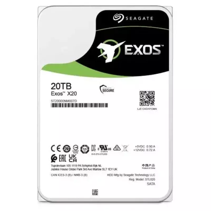 Wewnętrzny dysk twardy Seagate Enterprise Exos X20 20 TB 7200 RPM 3,5 cala Serial ATA III