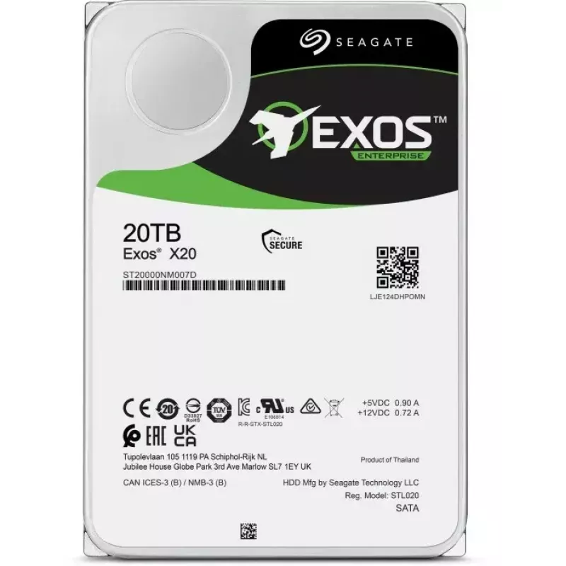 Wewnętrzny dysk twardy Seagate Enterprise Exos X20 20 TB 7200 RPM 3,5 cala Serial ATA III