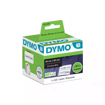 Etykiety DYMO Authentic LabelWriter Large Shipping Labels/Name Badges | 54 mm x 101 mm | Samoprzylepne | Rolka 220 etykiet z łatwym odklejaniem | do drukarek etykiet LabelWriter | Wyprodukowano w Europie