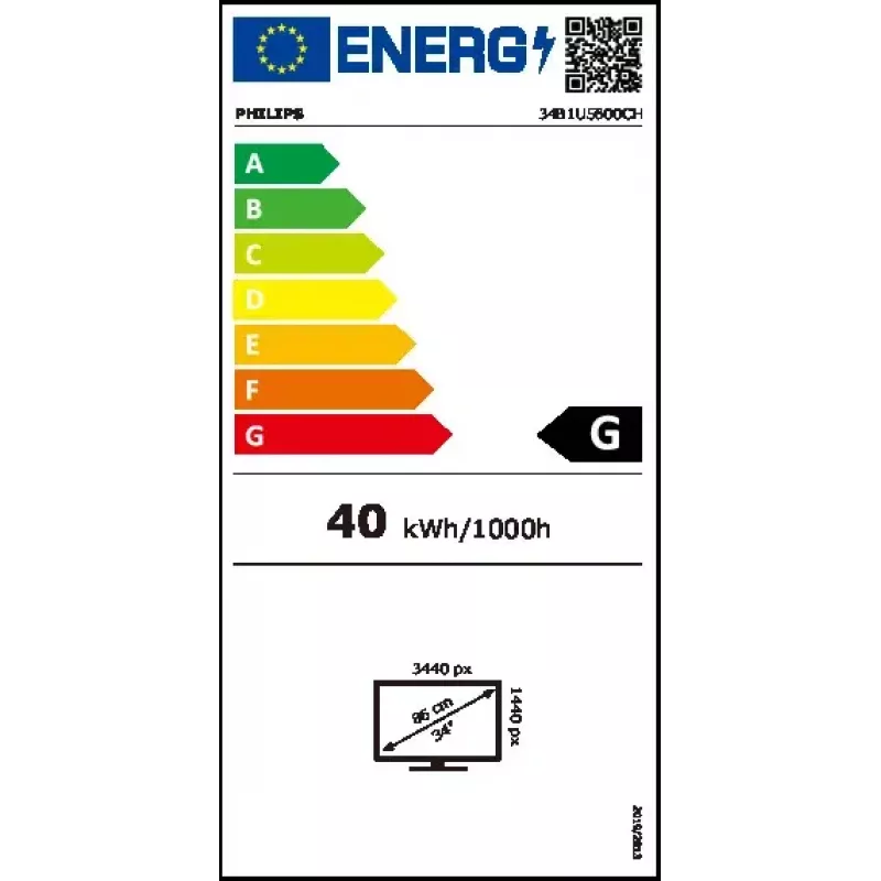 Philips 5000 series 34B1U5600CH/00 monitor komputerowy 86,4 cm (34 cale) 3440 x 1440 pikseli Wide Quad HD LCD Czarny