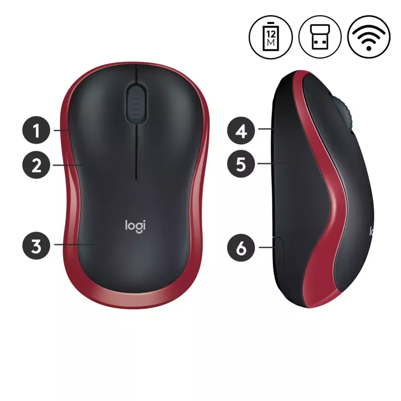 Mysz Logitech M185 Wireless Czerwony