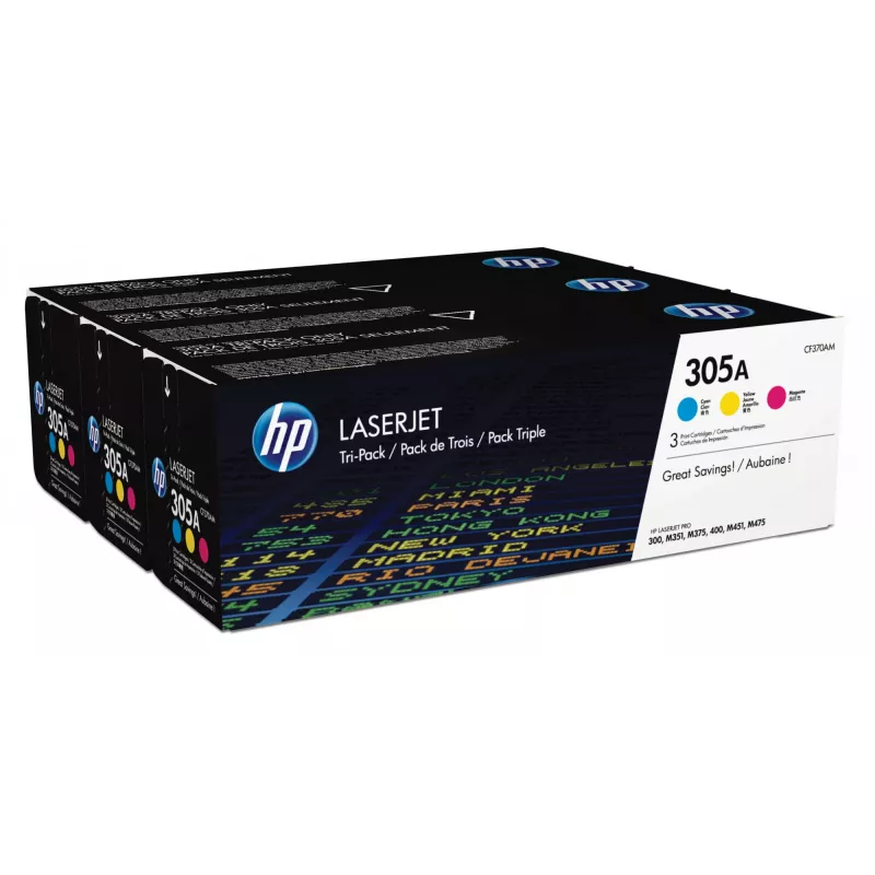 HP 305A 3 szt. Cyan/Magenta/Yellow Oryginalne wkłady tonerowe LaserJet
