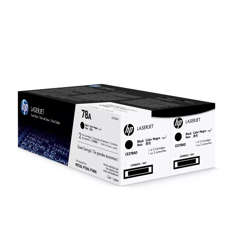 HP 78A dwupak czarnych oryginalnych kaset z tonerem LaserJet, 4200 stron, czarny, 2 szt.
