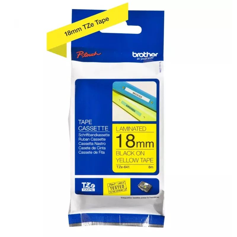 Taśma etykietująca Brother TZe641 18mm czarny nadruk na żółtym tle