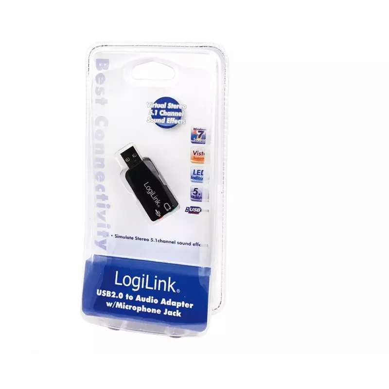 Karta dźwiękowa USB LOGILINK UA0053 — interfejs USB, 5.1-kanałowe wyjście audio