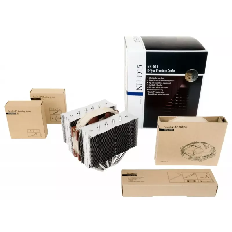 Cooler Noctua NH-D15 14 cm Beż Brąz Stal 1500 RPM 140.2 m³/h