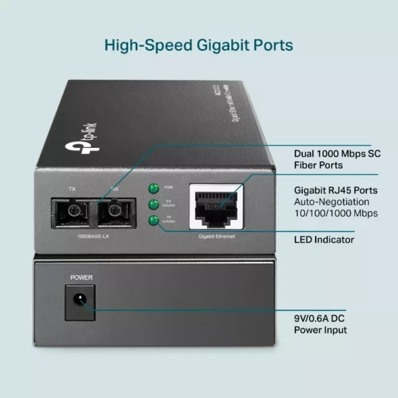 Konwerter mediów TP-Link MC210CS, Gigabit, 1000 Mbit/s, złącze SC