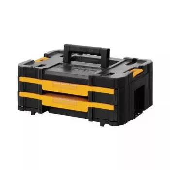 Pojemnik na drobne części DeWalt DWST1-70706, tworzywo sztuczne, 8 L, 2 przegrody, blokada, uchwyt, 440×314×176 mm, czarny